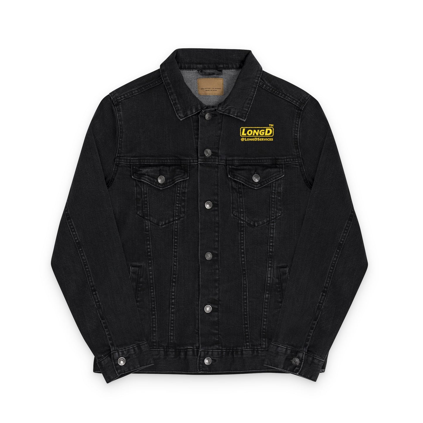 Embroidered Unisex Denim Jacket Reverse Basic Logo