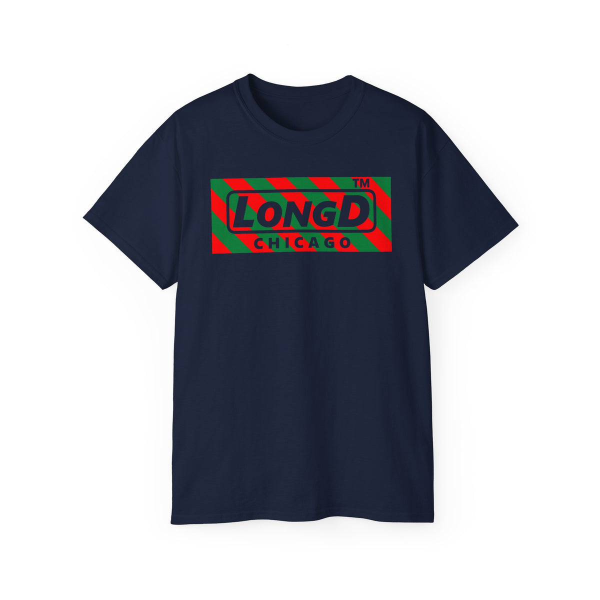 LongD Chicago negative 12-striped logo (Xmas colors) cotton tee