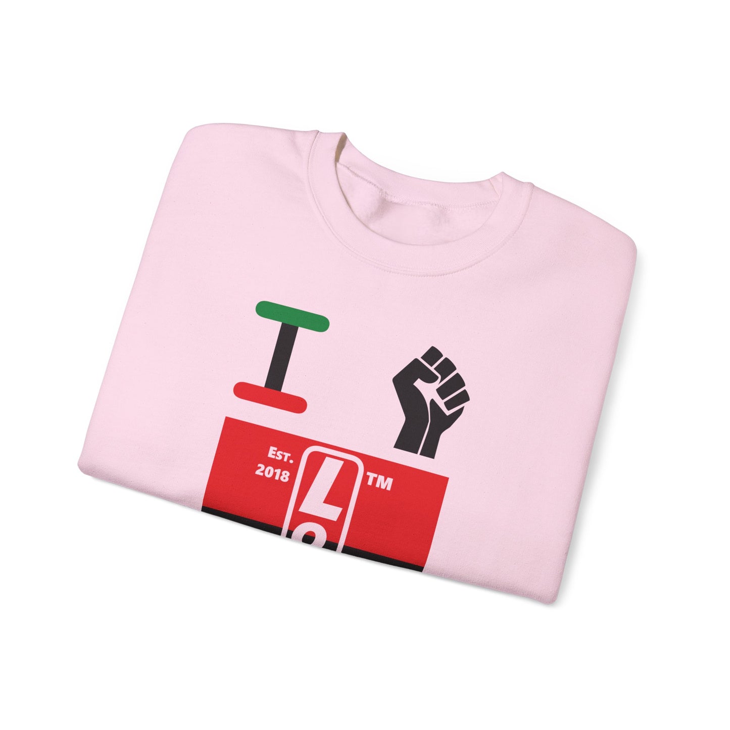 I Fist LongD negative horizontal 3-striped tag-domain upright logo crewneck sweatshirt