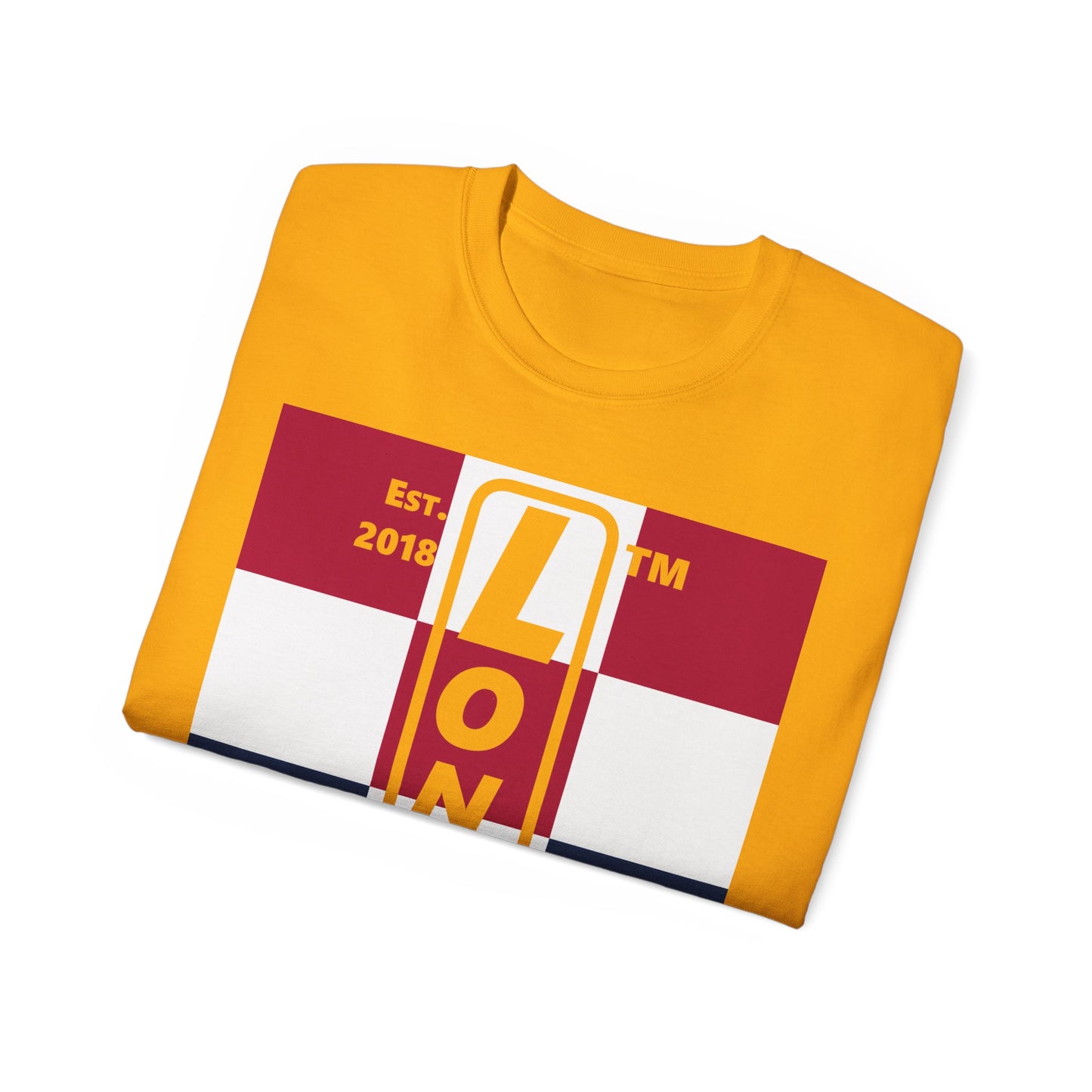 LongD cotton tee negative 4x3 Hyde Park upright logo (Patriotic colors)