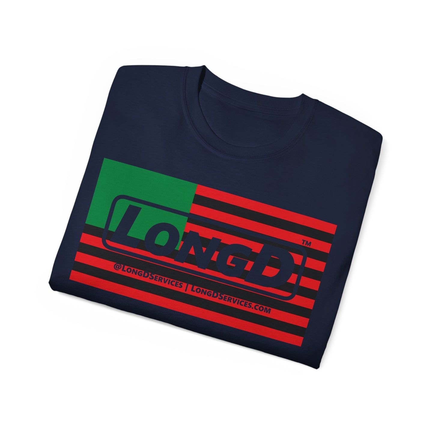 LongD® Logo Cotton Tee Juneteenth negative flag