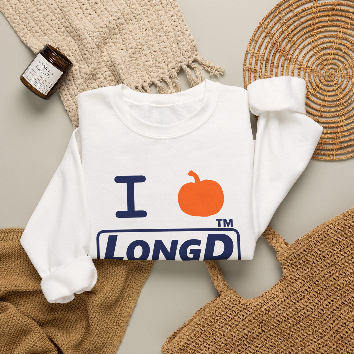 I pumpkin LongD Chicago positive basic Navy (002060) logo crewneck sweatshirt