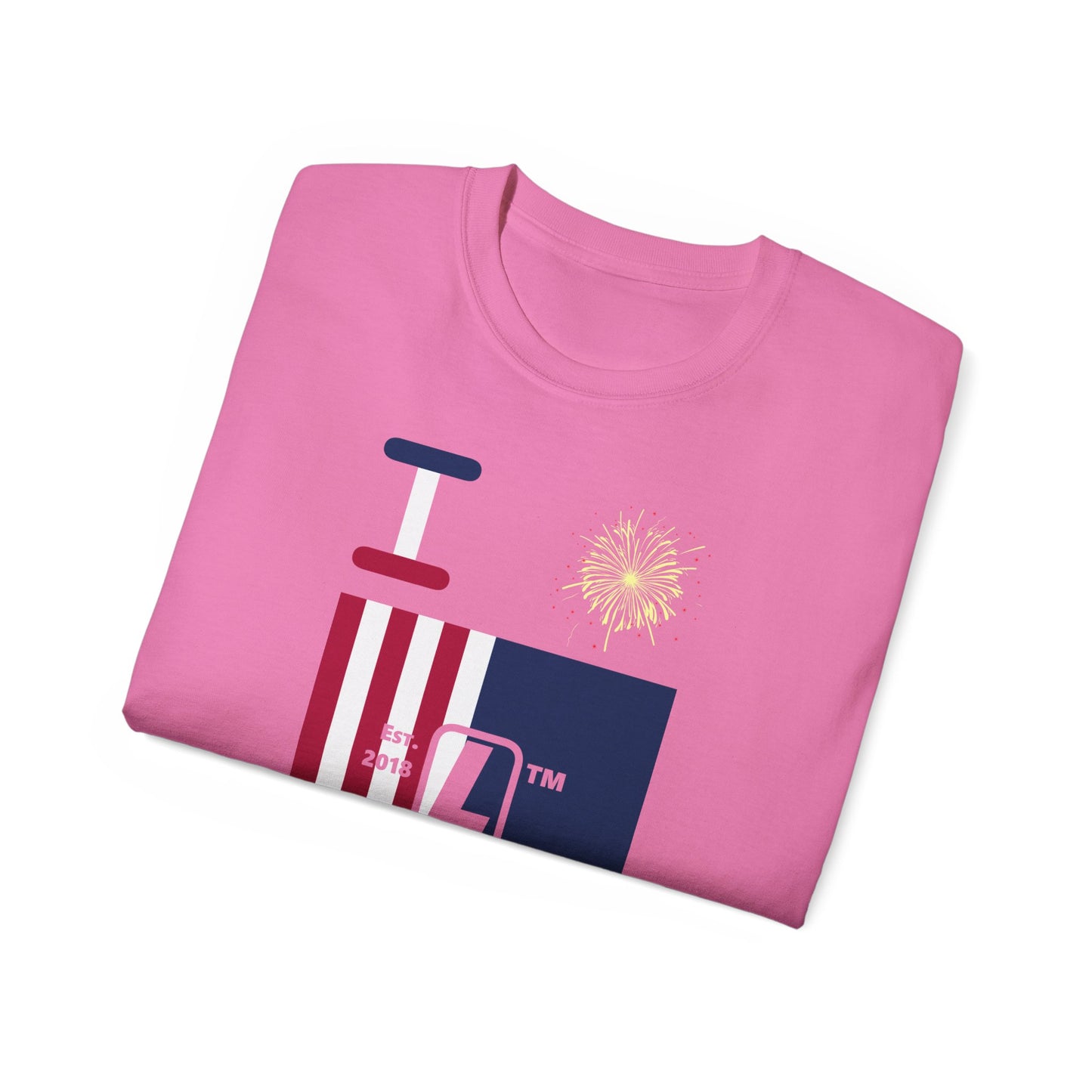 I Burst LongD cotton tee negative cropped flag Hyde Park upright logo (Patriotic colors)
