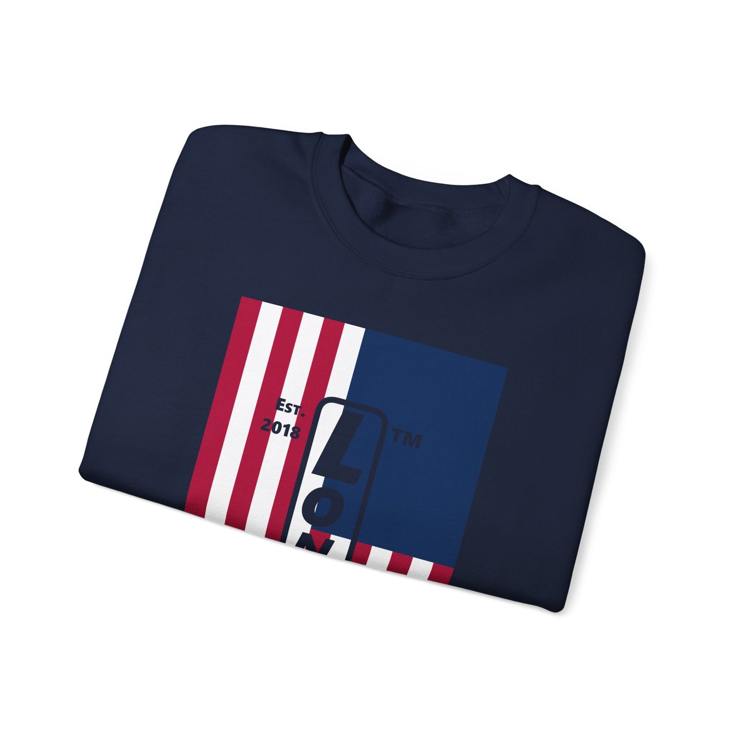 LongD negative cropped flag Hyde Park upright logo crewneck sweatshirt (patriotic colors)