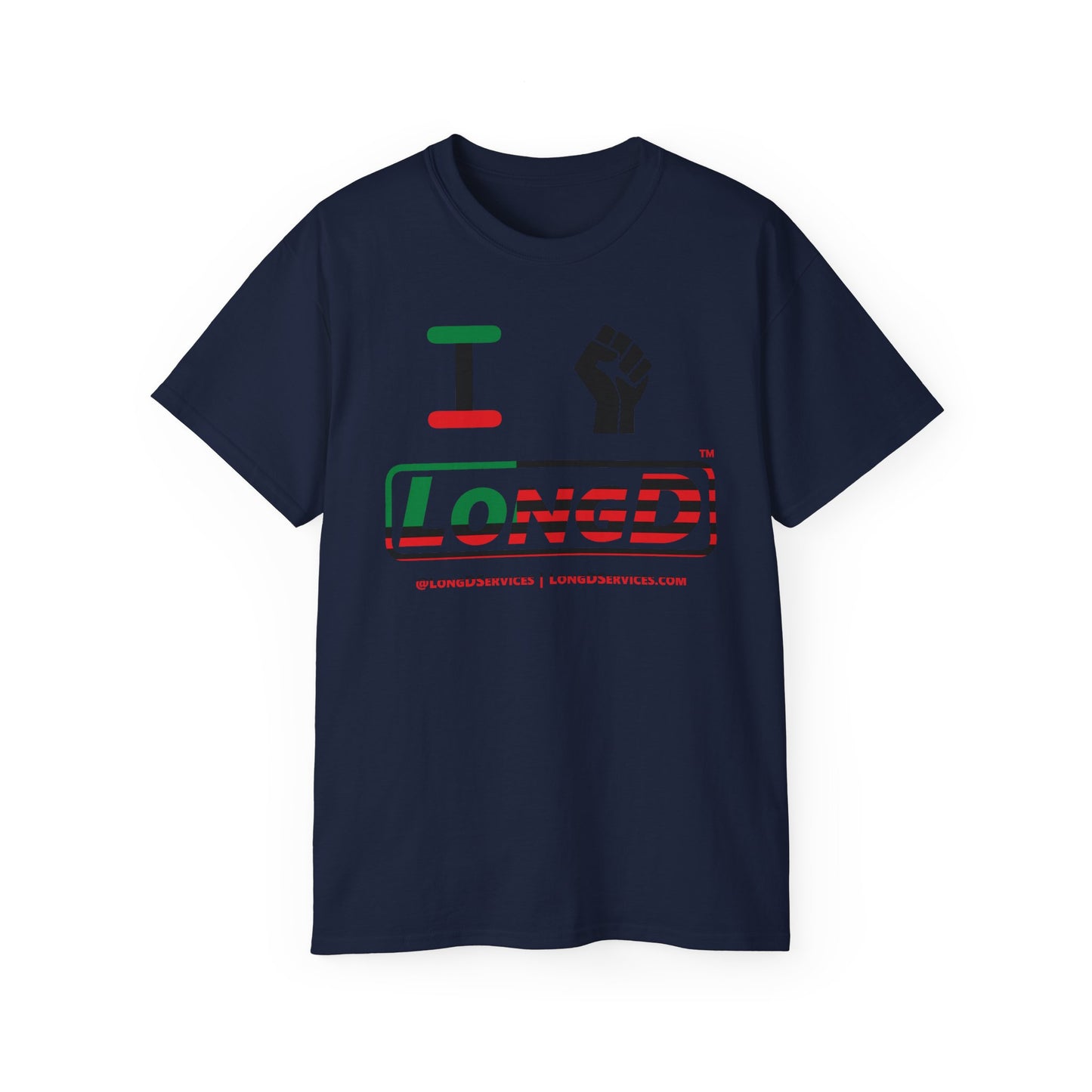 I Fist LongD® Logo Cotton Tee Juneteenth black fist positive flag