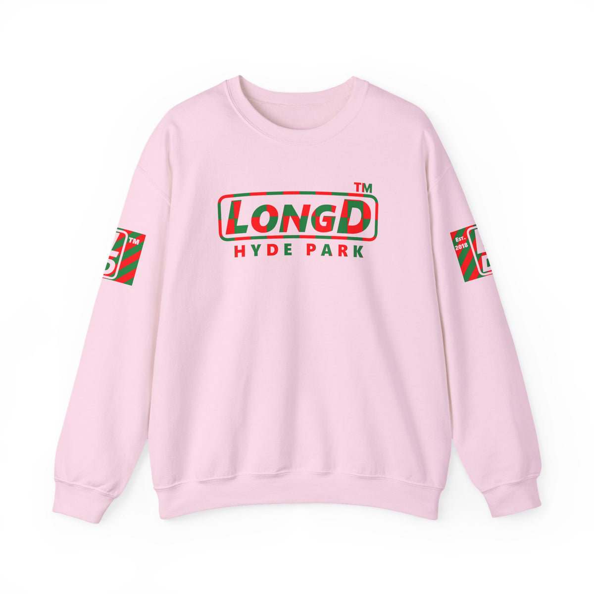 LongD Hyde Park positive checkered 4-print logo (Xmas colors) crewneck sweatshirt