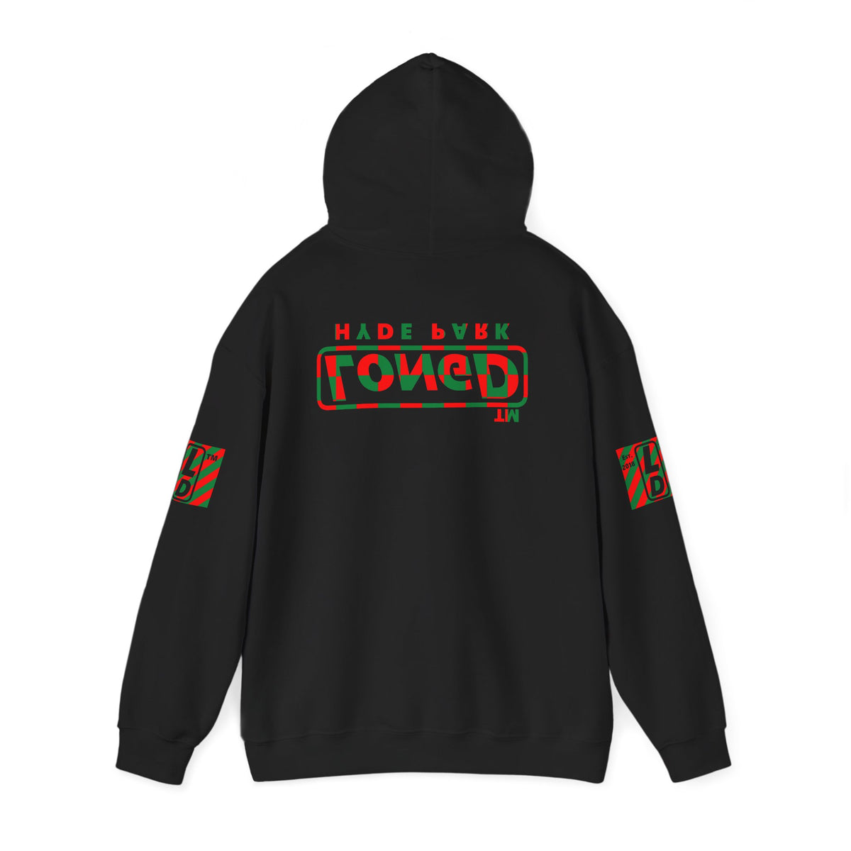LongD Hyde Park positive checkered 4-print logo (Xmas colors) hoodie