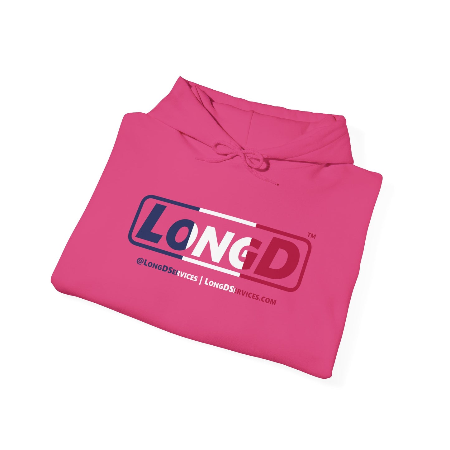LongD® Logo Hoodie blue, white and red positive thirds