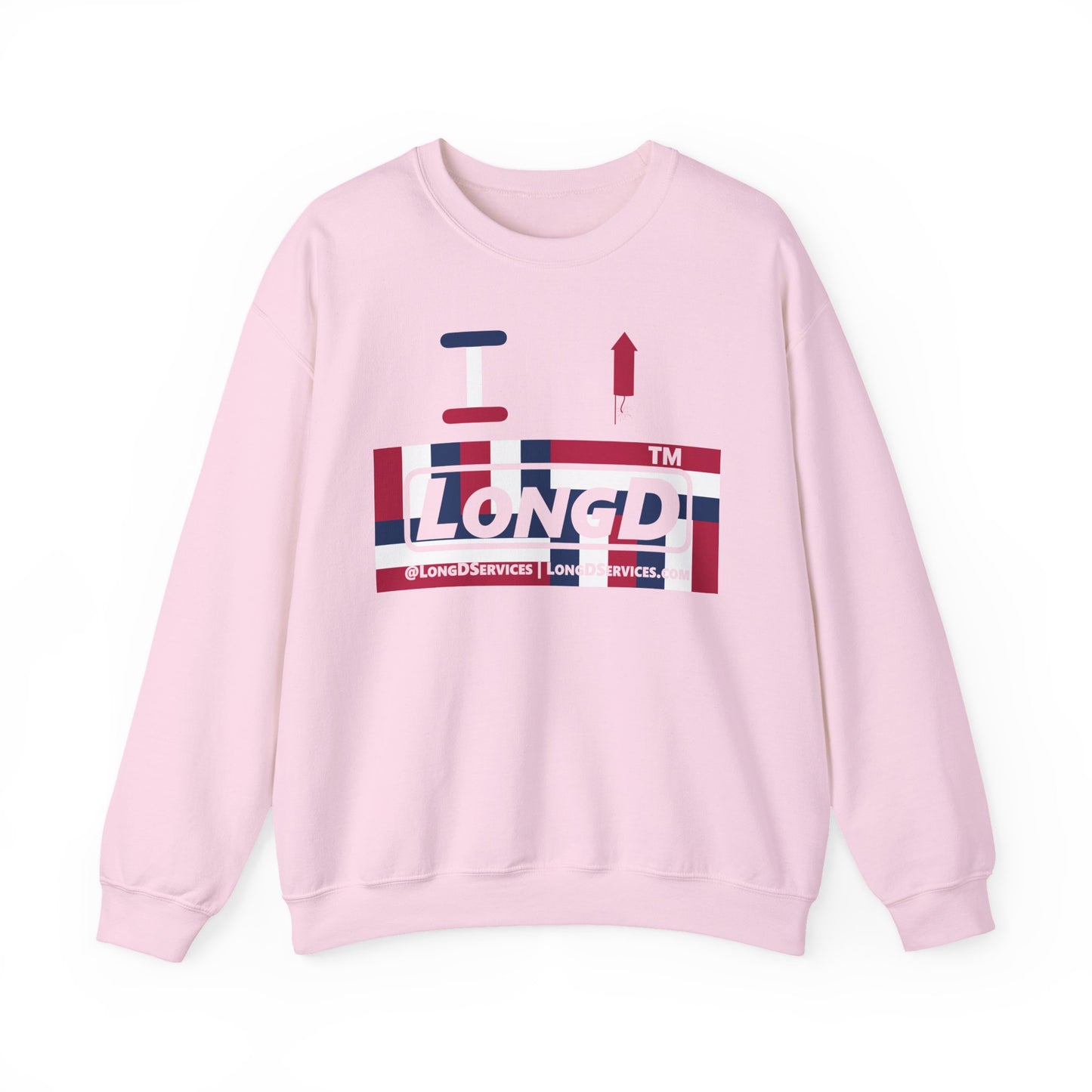 I firecracker LongD negative modified windmill tag-domain logo crewneck sweatshirt