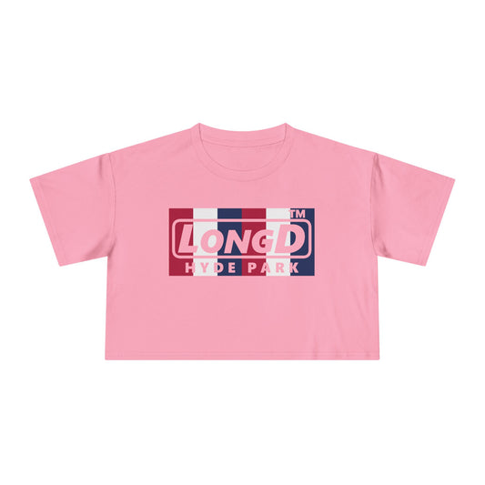 LongD negative vertical 6-striped Hyde Park Logo Crop Tee (Patriotic colors)