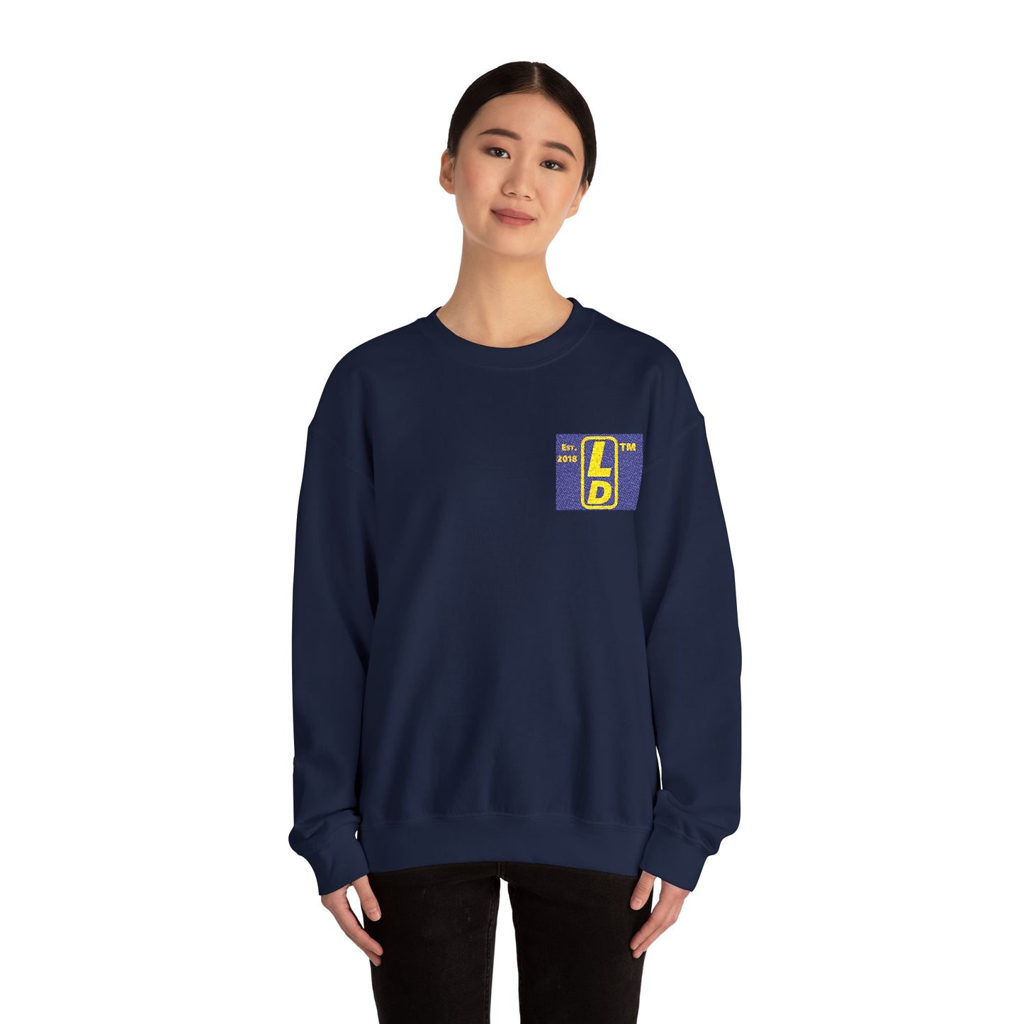 Embroidered Unisex Heavy Blend™ Crewneck Sweatshirt reverse logo upright initials