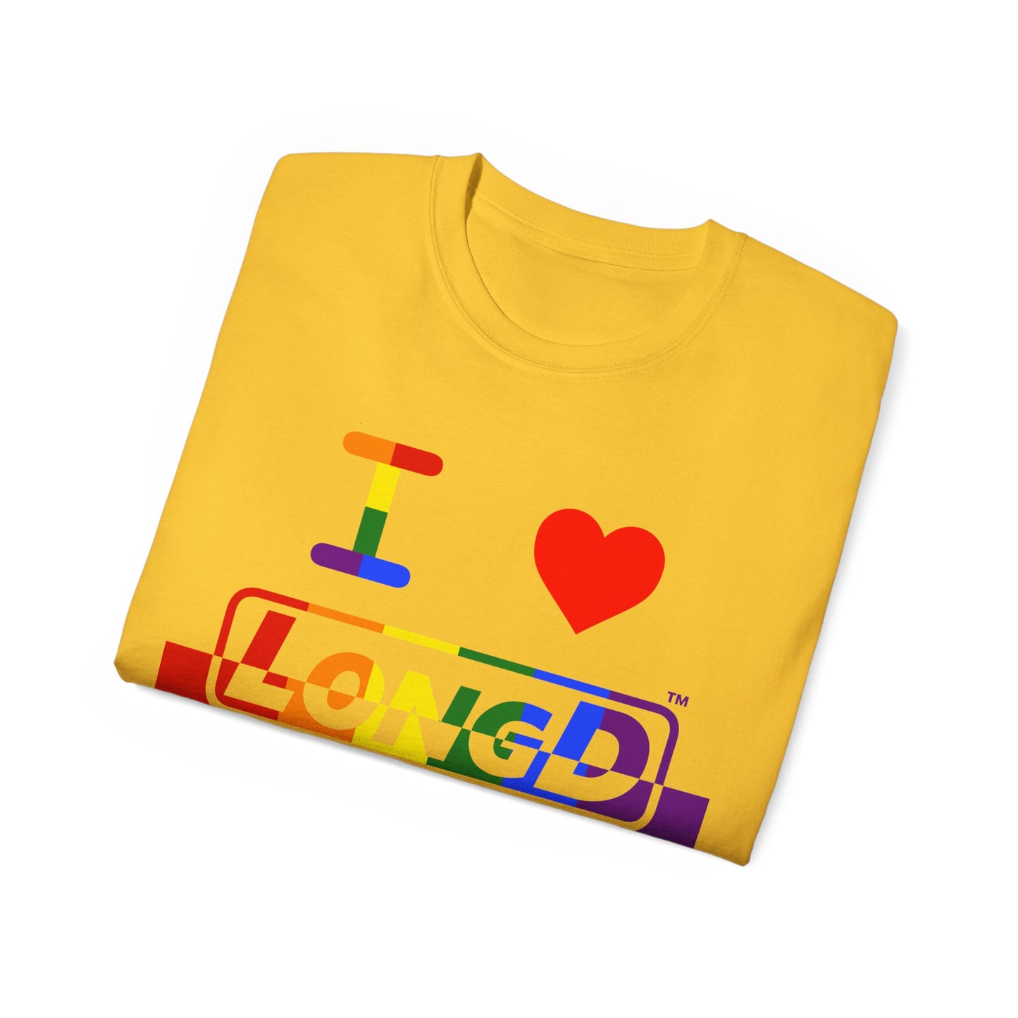 I Luv LongD® Logo Cotton Tee Pride rainbow positive top negative bottom text