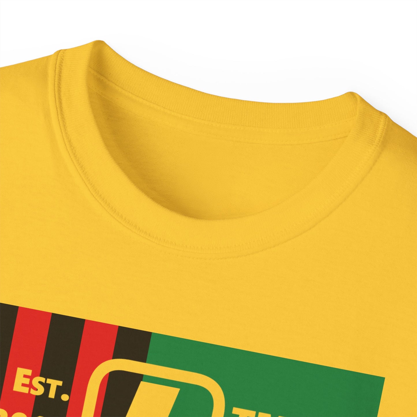LongD Cotton Tee negative flag Chicago upright logo (Juneteenth colors)
