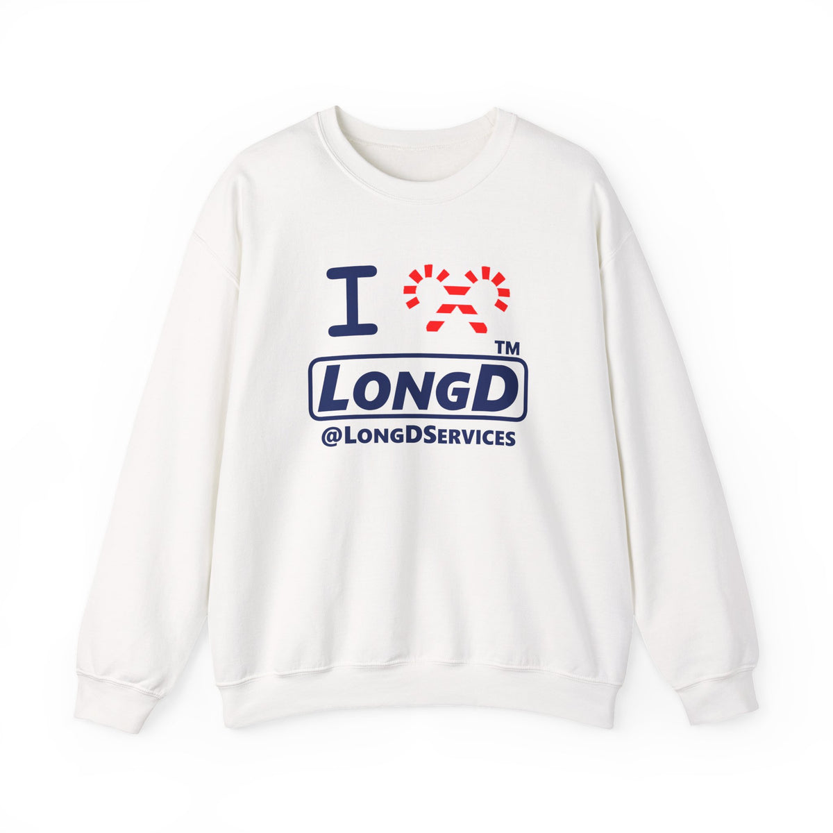 I candy cane LongD Tag positive official basic navy front-back logo crewneck sweatshirt