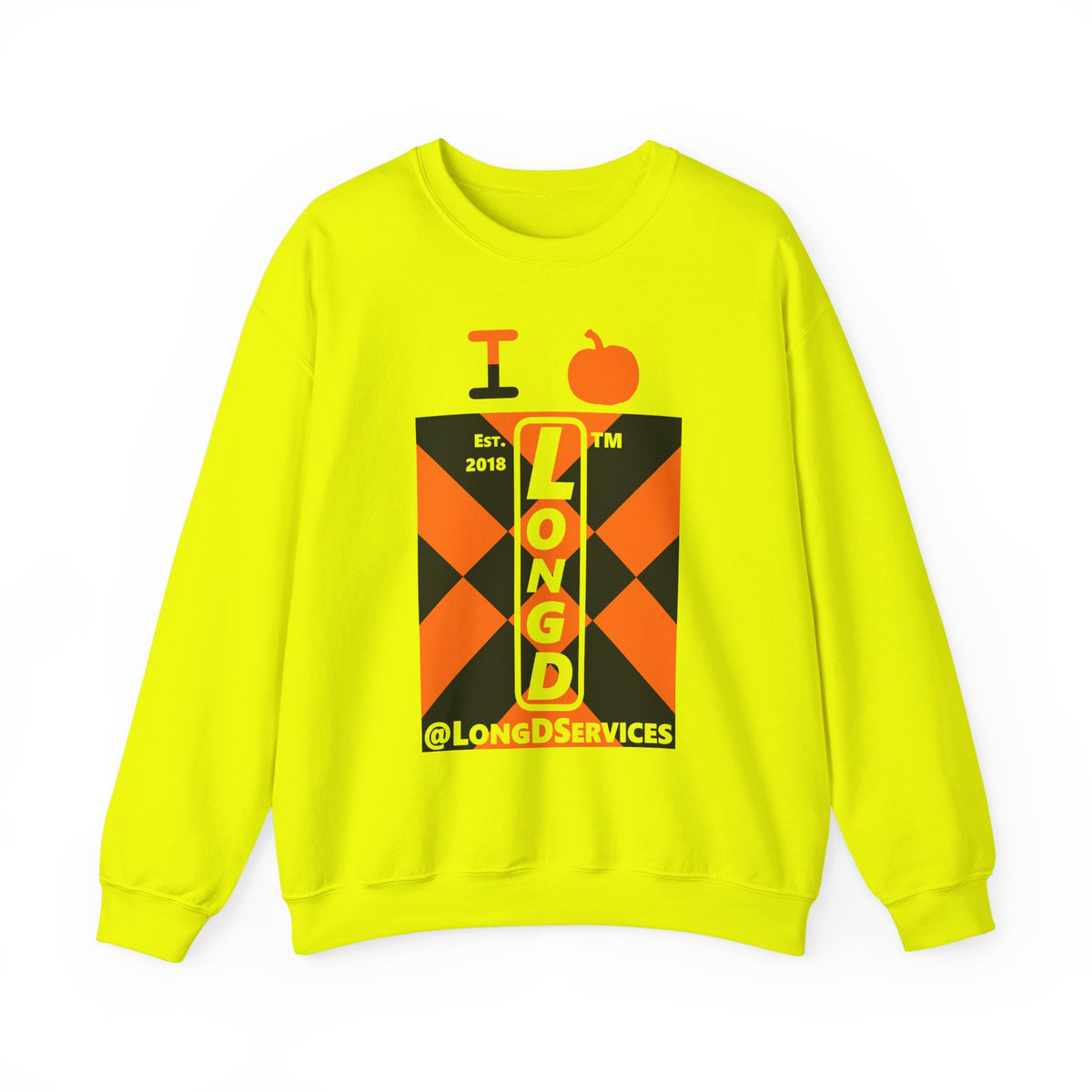 I pumpkin LongD Tag negative upright mixed argyle logo crewneck sweatshirt