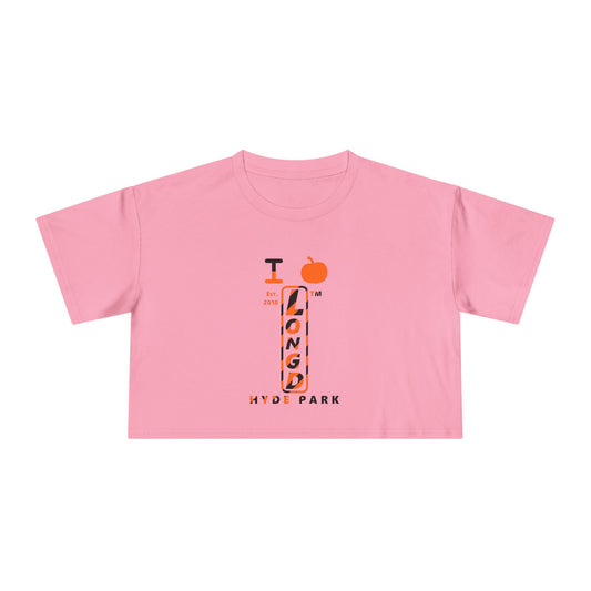 I pumpkin LongD Hyde Park positive upright pixel-weighted 12-striped logo crop tee