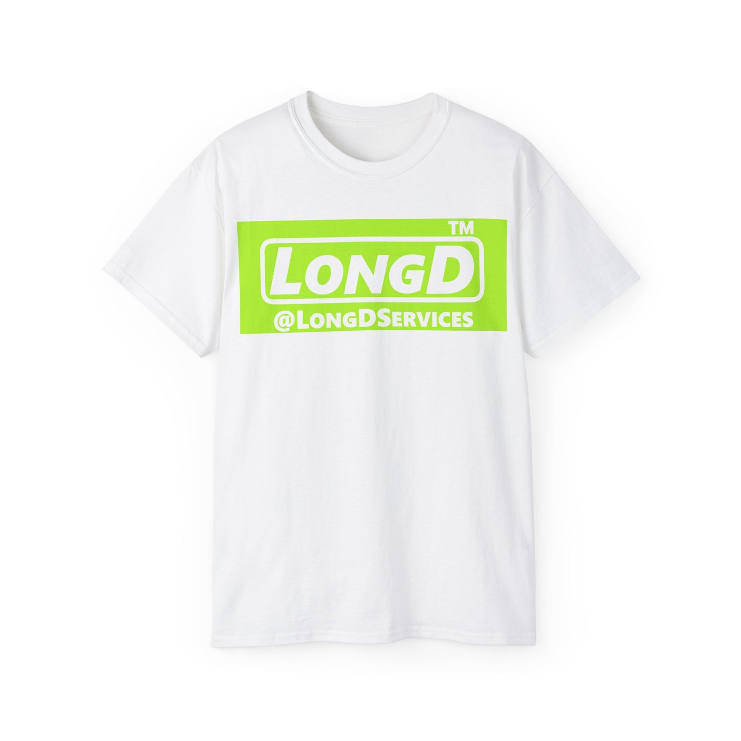 LongD® negative lime green Tag Logo Cotton Tee