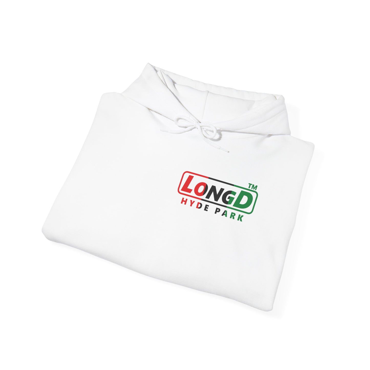 LongD® positive vertical 3-striped 4-print single-breasted Hyde Park logo Hoodie (Juneteenth colors)