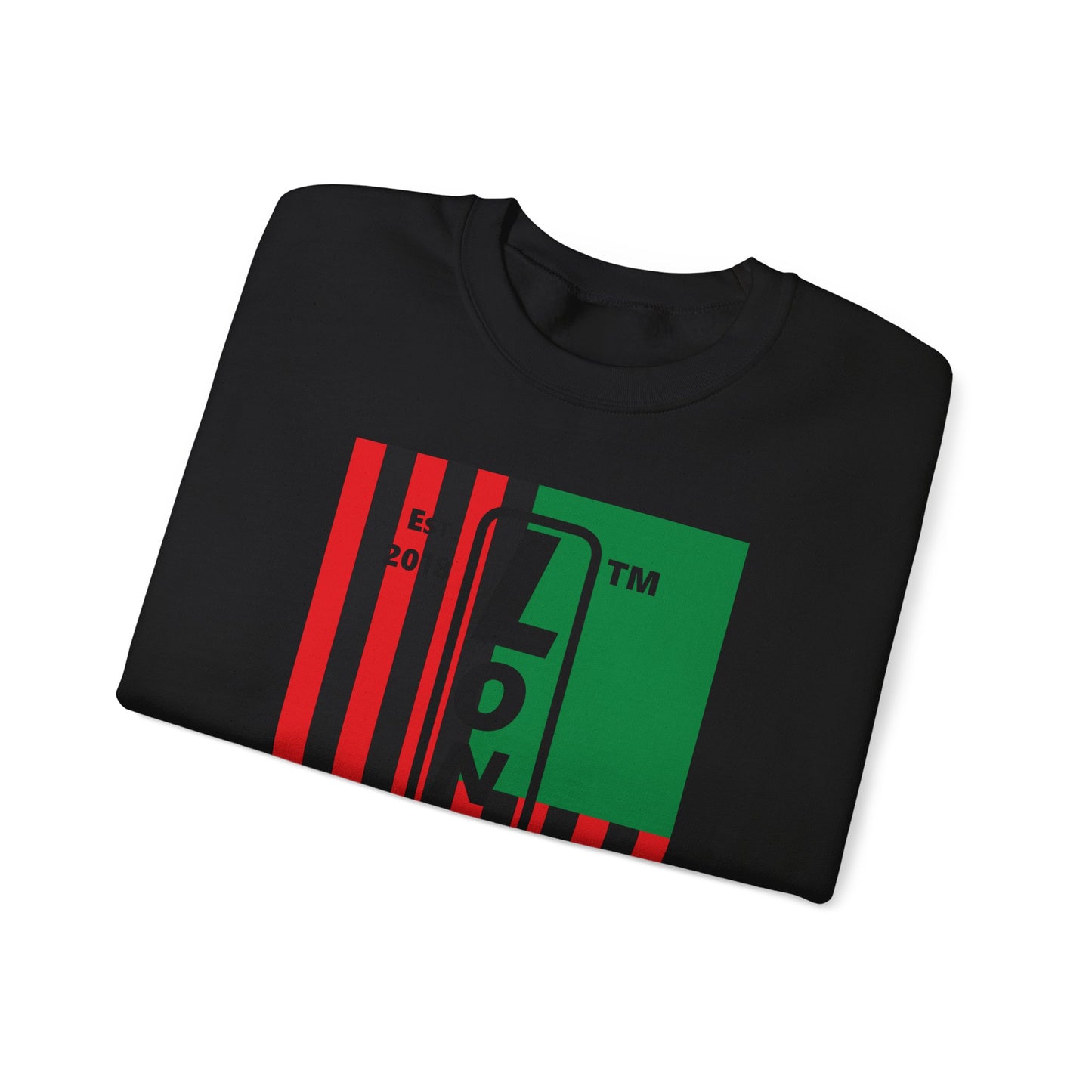LongD negative cropped flag Chicago upright logo crewneck sweatshirt (Juneteenth colors)