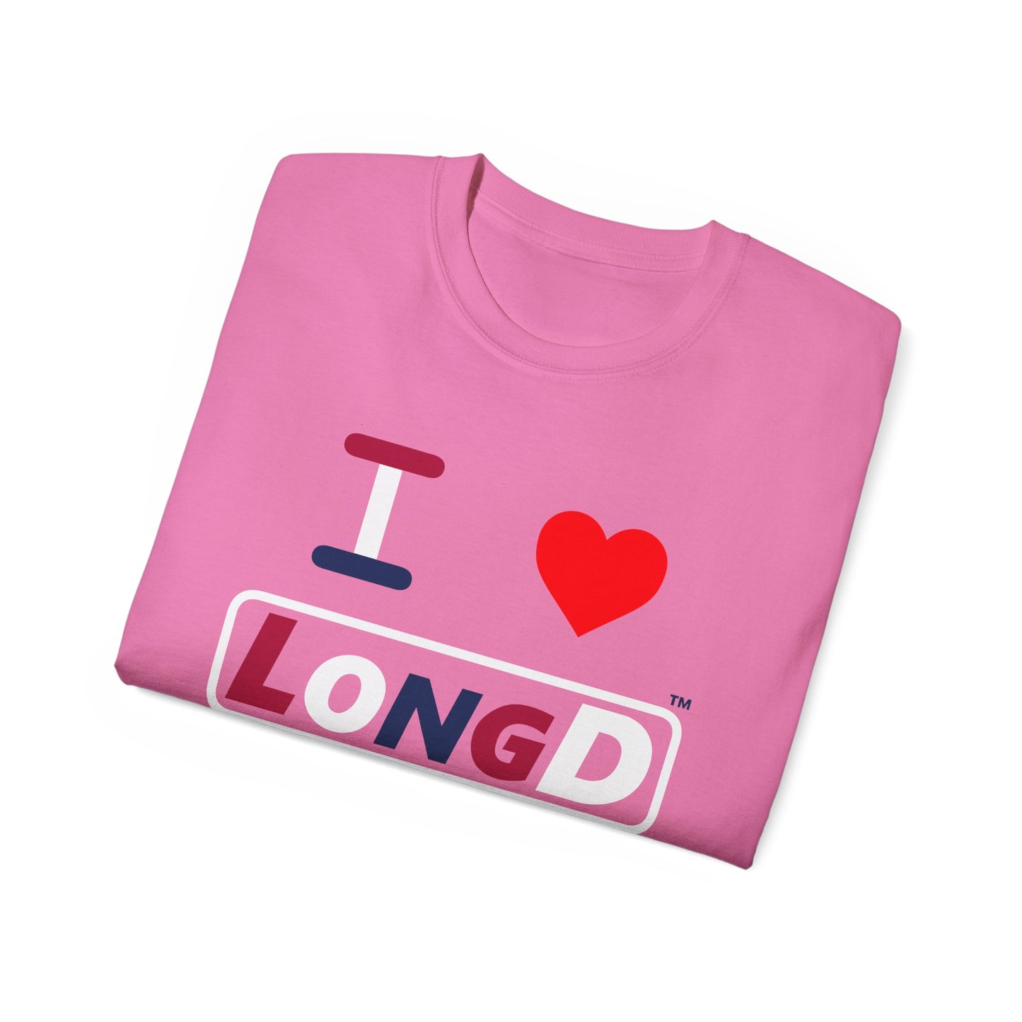 I Luv LongD® Logo Cotton Tee Red, White and Blue positive varied elements text
