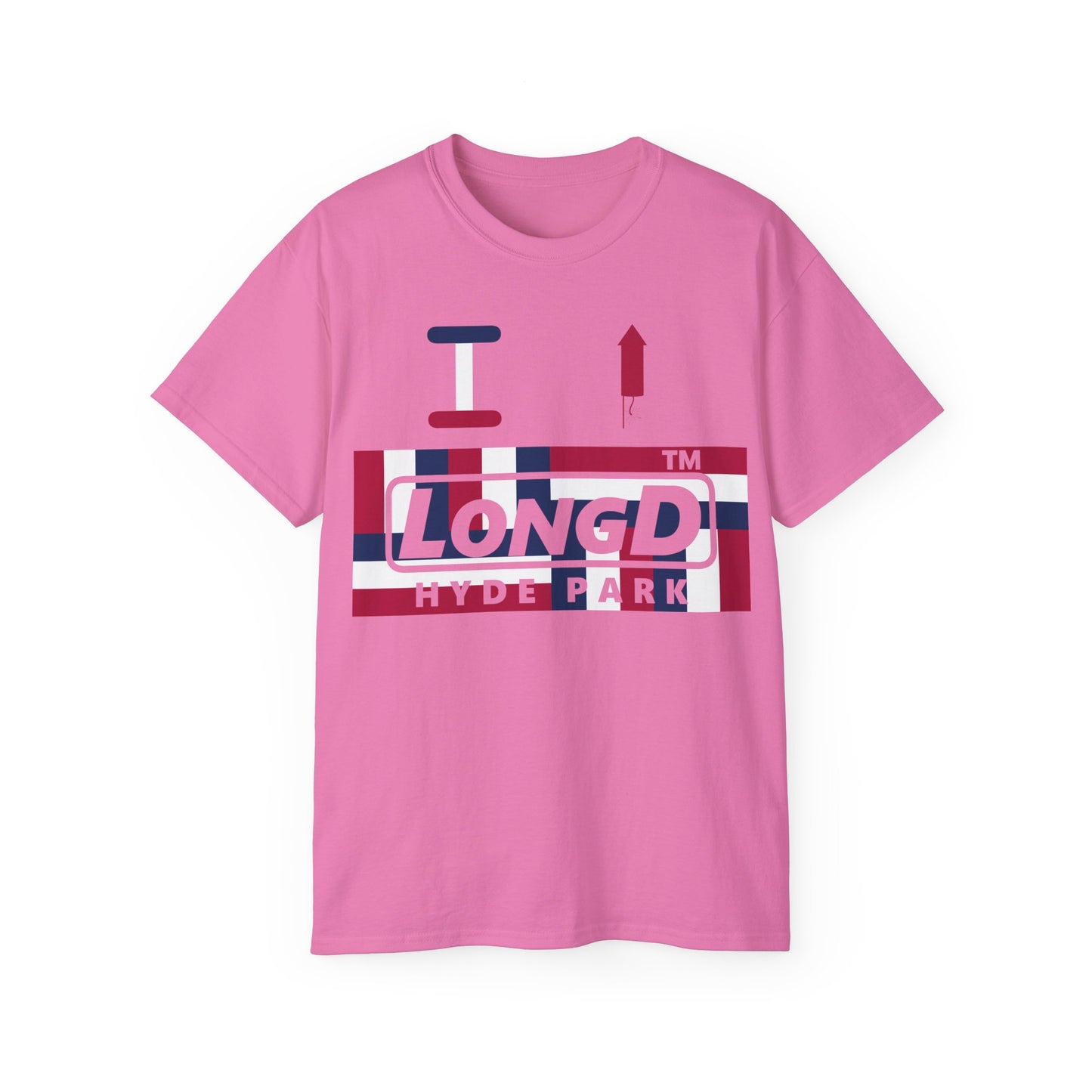 I firecracker LongD negative modified windmill Hyde Park logo cotton tee