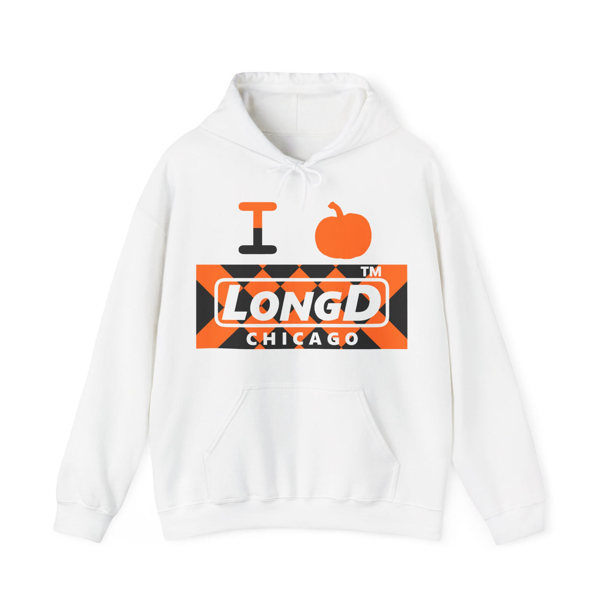I pumpkin LongD Chicago negative stylized argyle logo hoodie