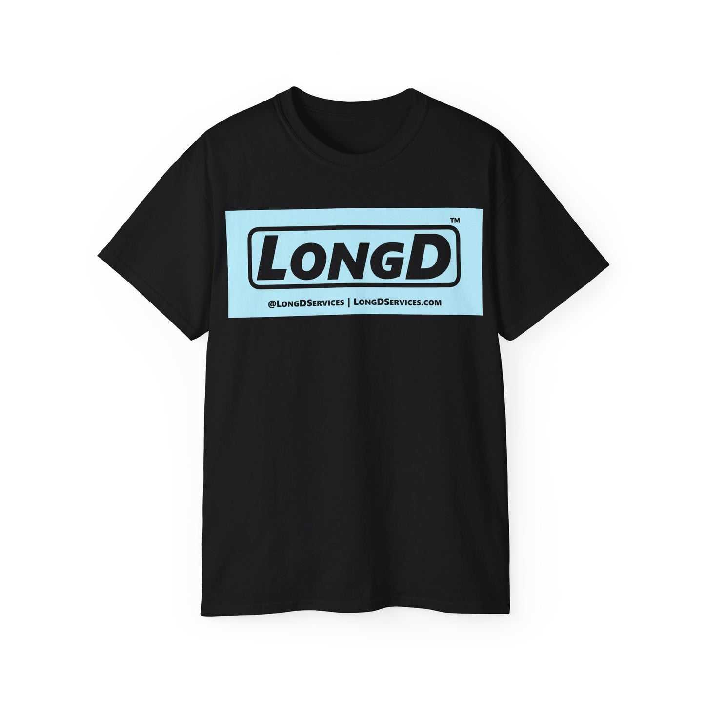 LongD® Logo Cotton Tee (Easter pastel blue in negative text)