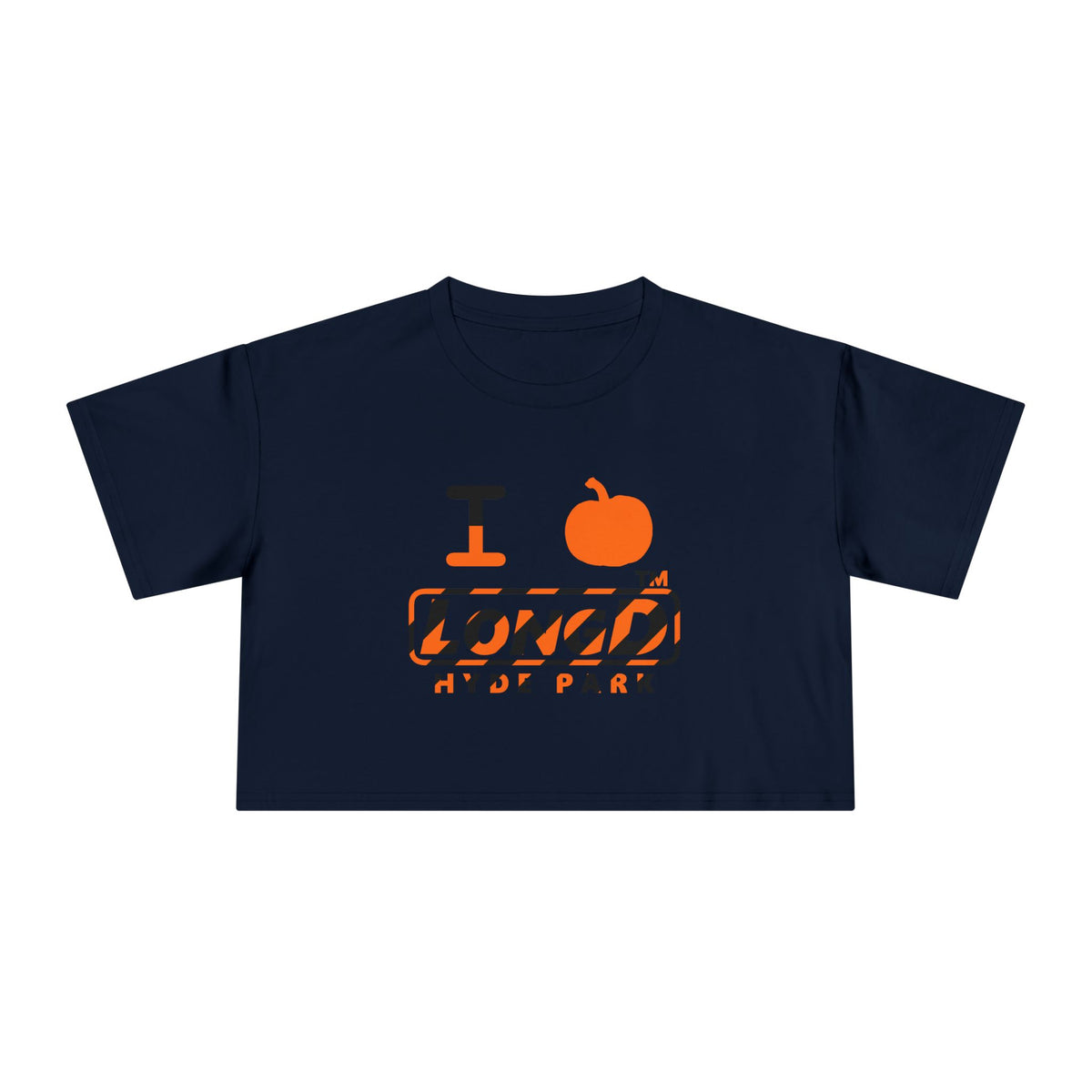 I pumpkin LongD Hyde Park positive 12-striped logo crop tee