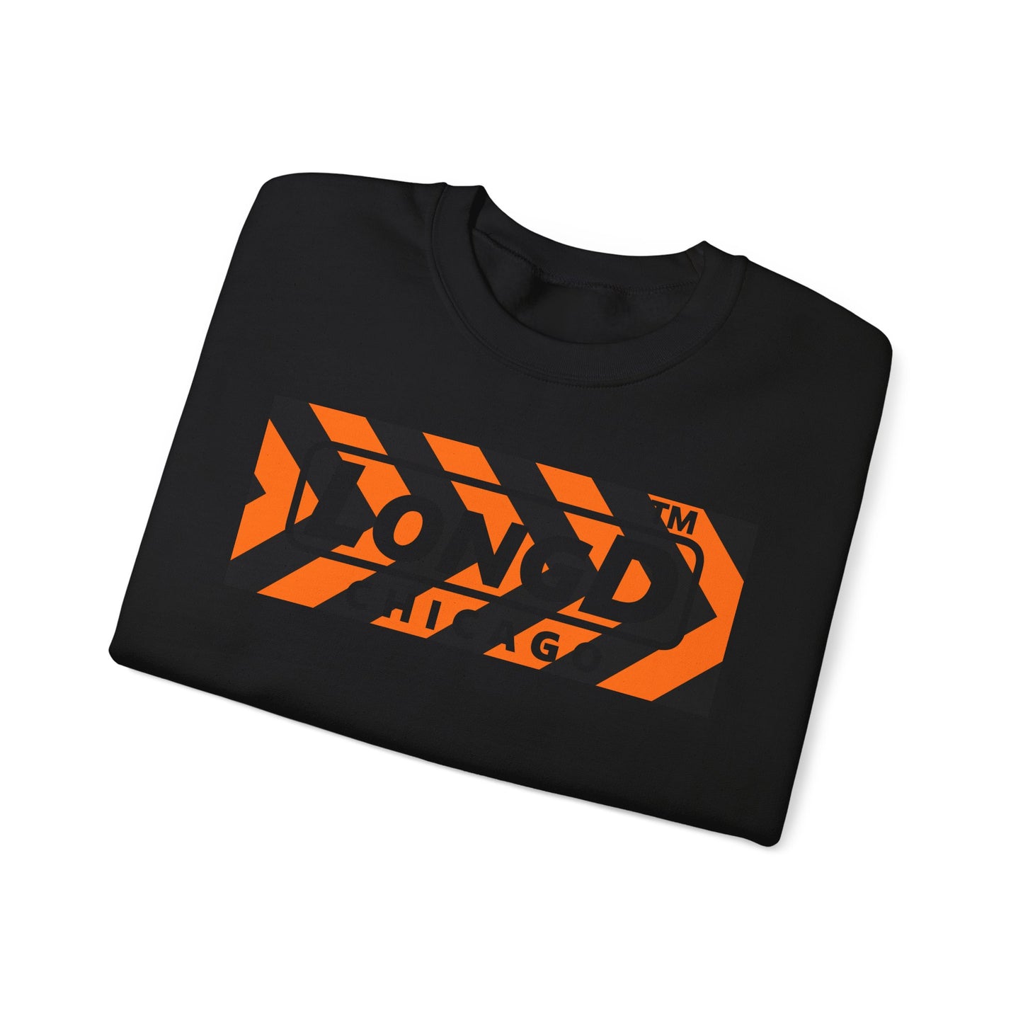 LongD Chicago negative forward chevron logo (Halloween colors) crewneck sweatshirt