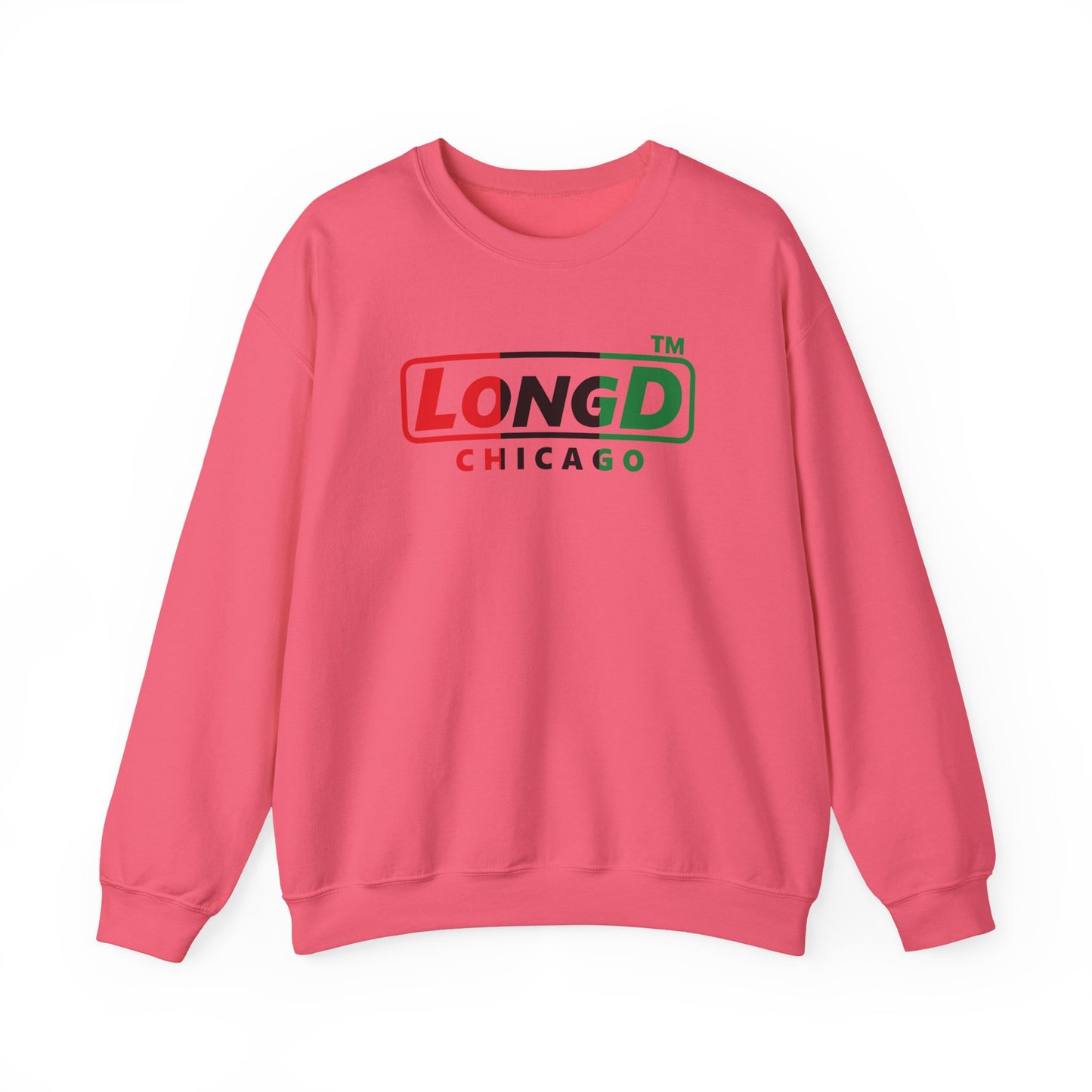 LongD positive vertical 3-striped Chicago logo crewneck sweatshirt (Juneteenth colors)