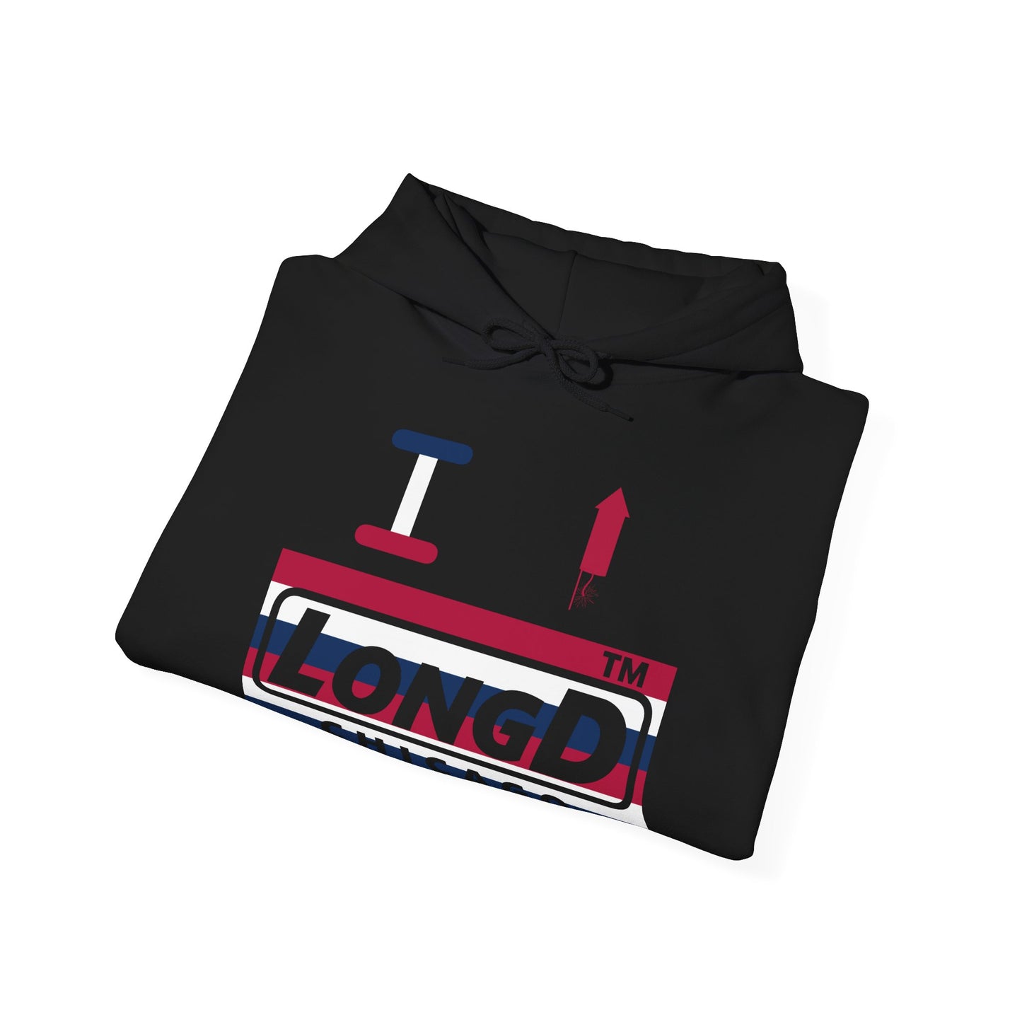 I firecracker LongD® negative horizontal 6-striped Chicago logo hoodie