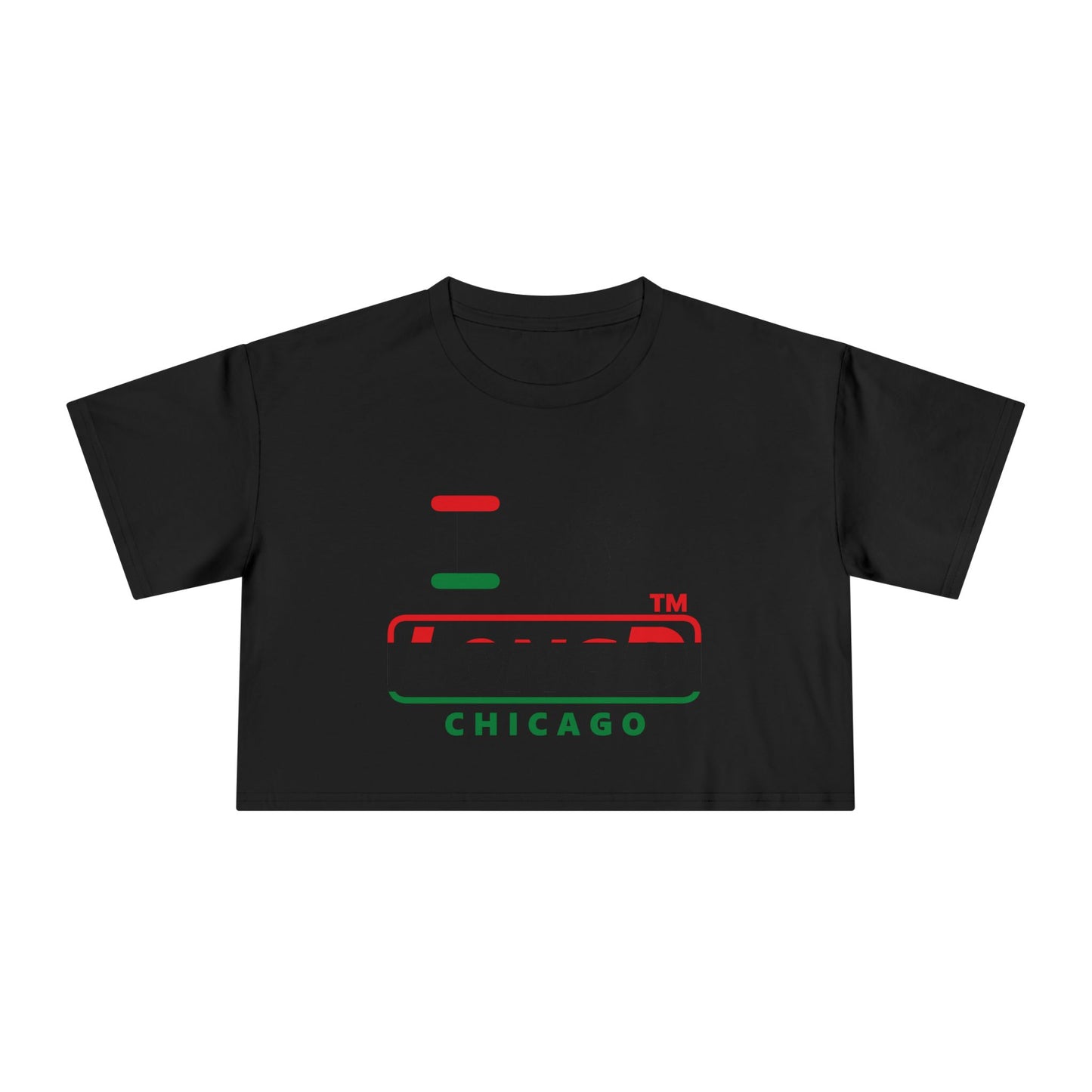 I fist LongD positive horizontal 3-striped Chicago logo crop tee