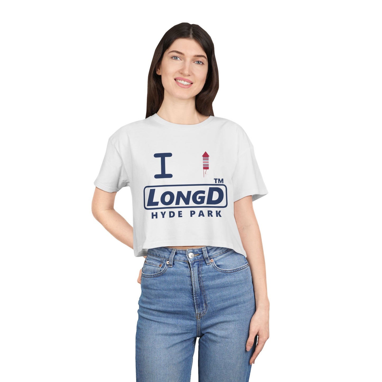 I firecracker LongD official basic Hyde Park Logo Crop Tee (Patriotic colors)