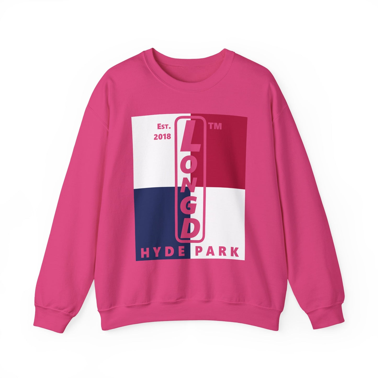 LongD negative quarters Hyde Park upright logo crewneck sweatshirt (patriotic colors)