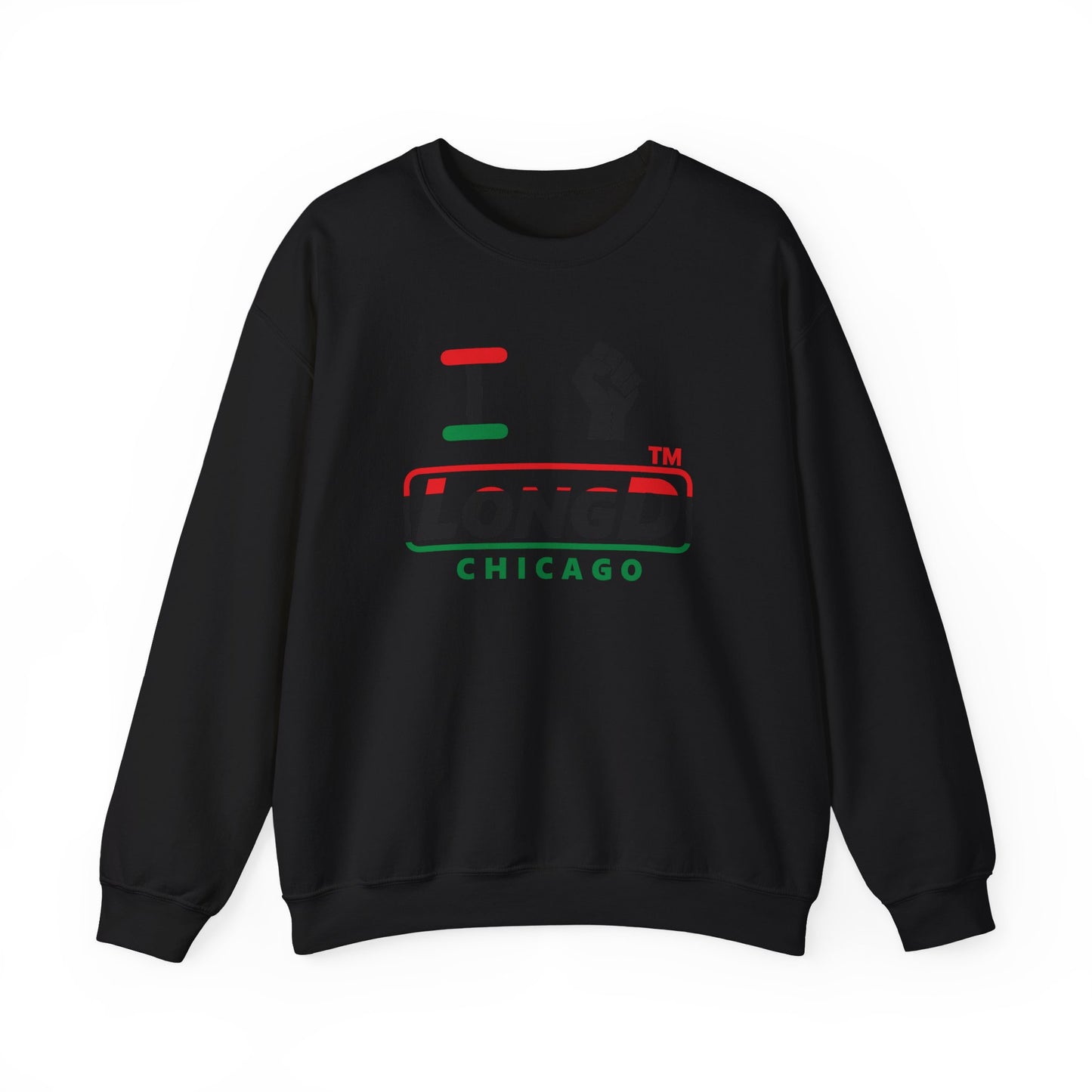 I fist LongD positive horizontal 3-striped Chicago logo crewneck sweatshirt