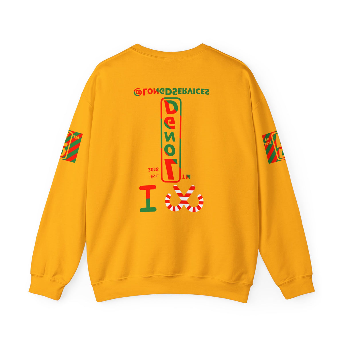 I candy cane LongD Tag positive upright pixel-weighted 4-striped 4-print logo crewneck sweatshirt