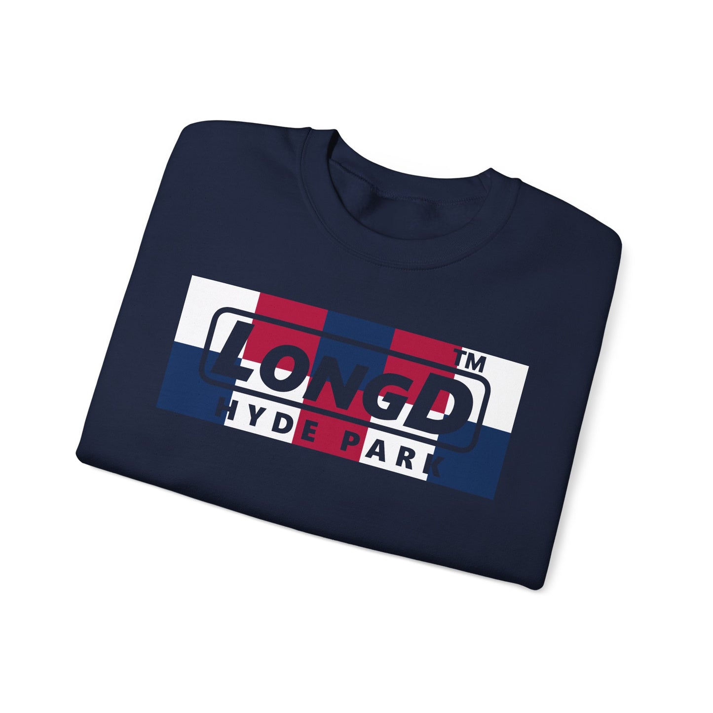 LongD negative 2x5 Hyde Park logo crewneck sweatshirt (patriotic colors)