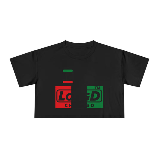 I fist LongD negative vertical 3-striped Chicago logo crop tee