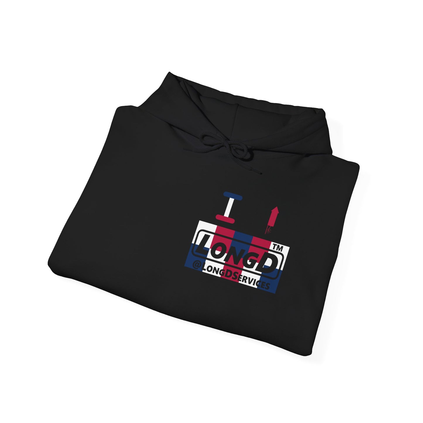 I firecracker LongD® negative 2x5 4-print single breasted tag logo hoodie