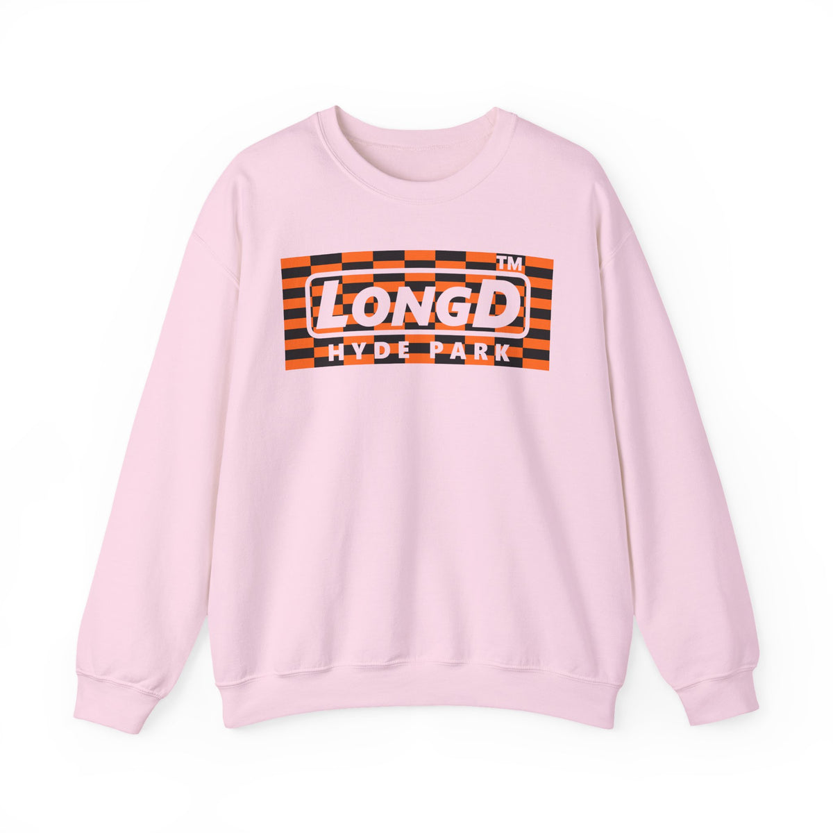 LongD Hyde Park negative tiled logo (Halloween colors) crewneck sweatshirt