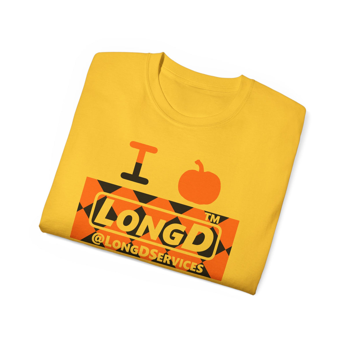 I pumpkin LongD Tag negative argyle logo cotton tee