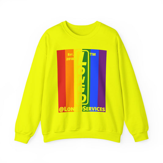 LongD negative cropped flag tag upright logo crewneck sweatshirt (Pride colors)