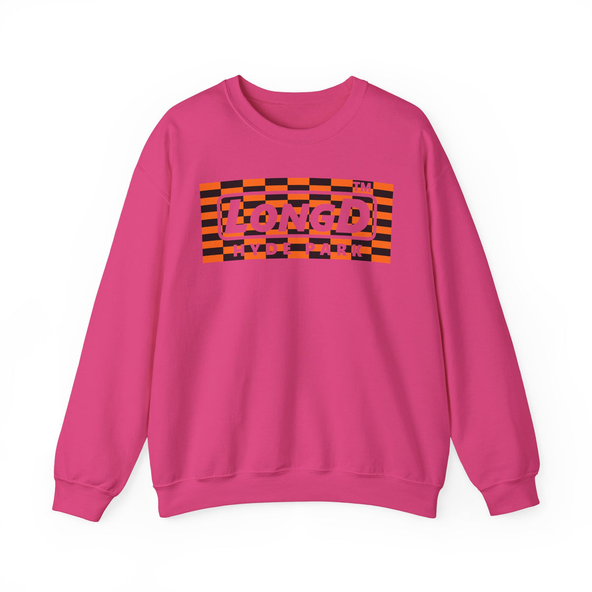 LongD Hyde Park negative tiled logo (Halloween colors) crewneck sweatshirt