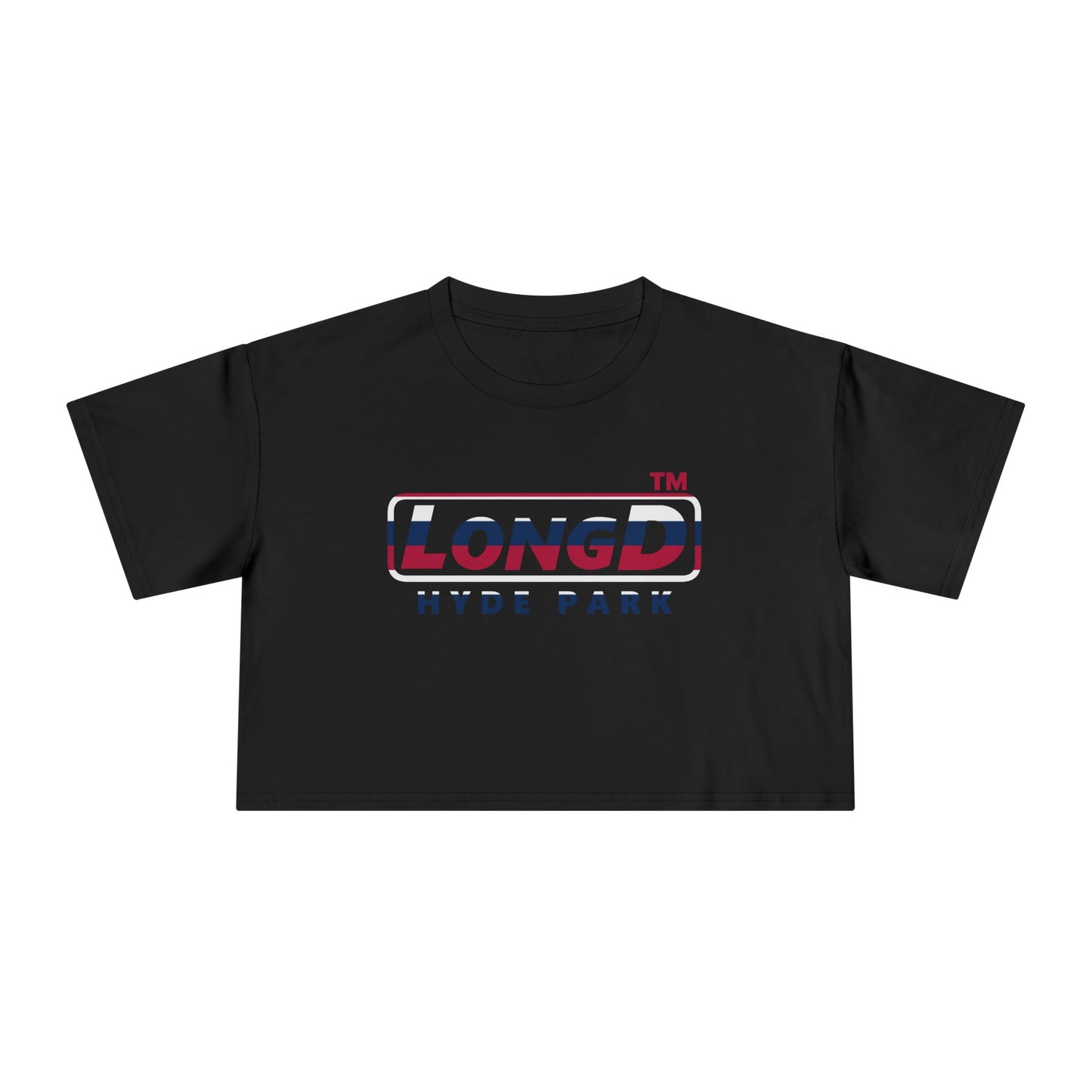 LongD positive horizontal 6-striped Hyde Park Logo Crop Tee (Patriotic colors)