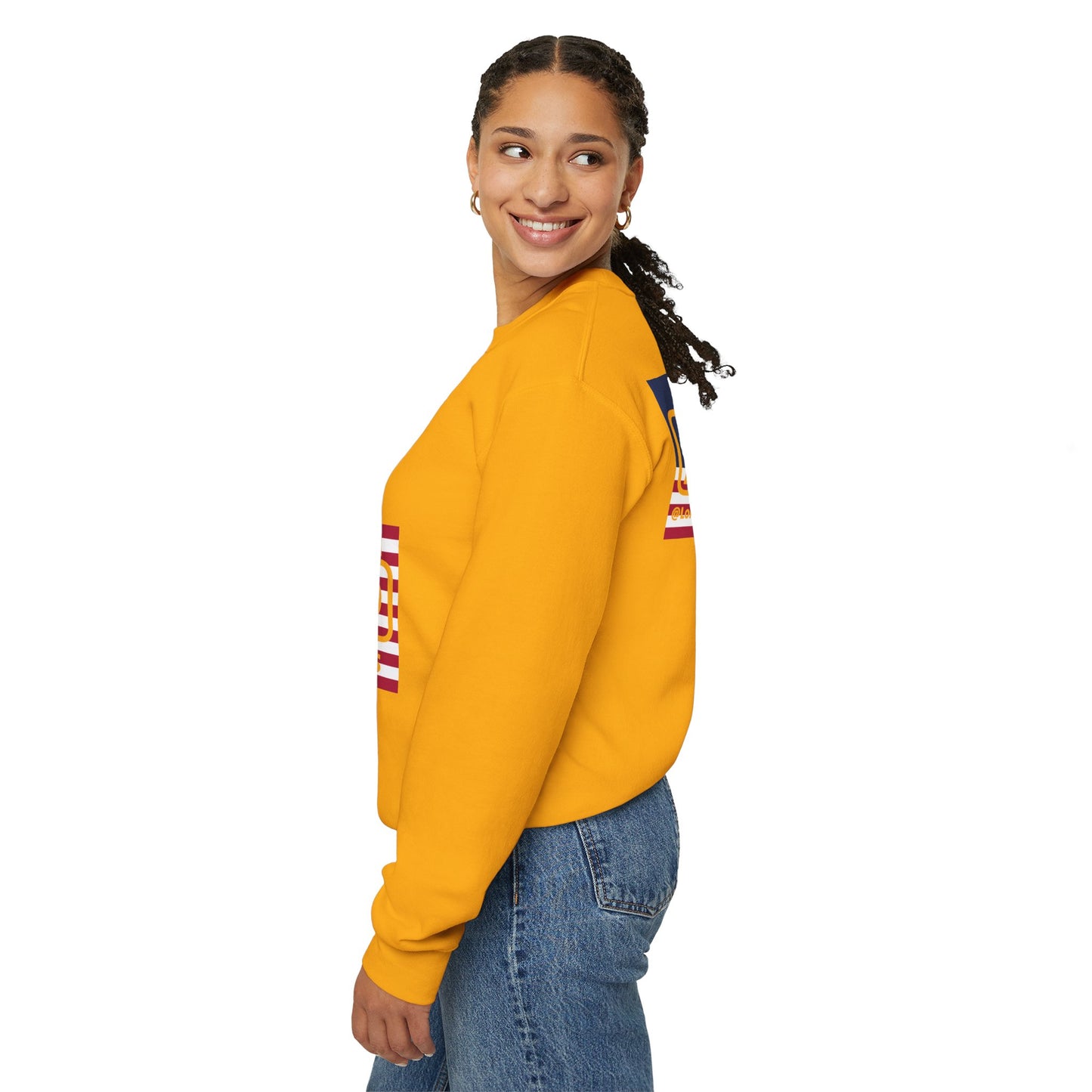 I firecracker LongD negative flag front-back tag logo crewneck sweatshirt