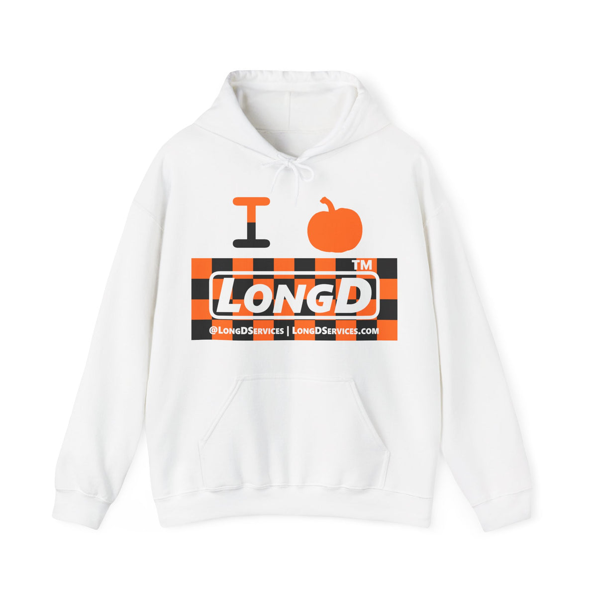 I pumpkin LongD Tag-domain negative checkered logo hoodie