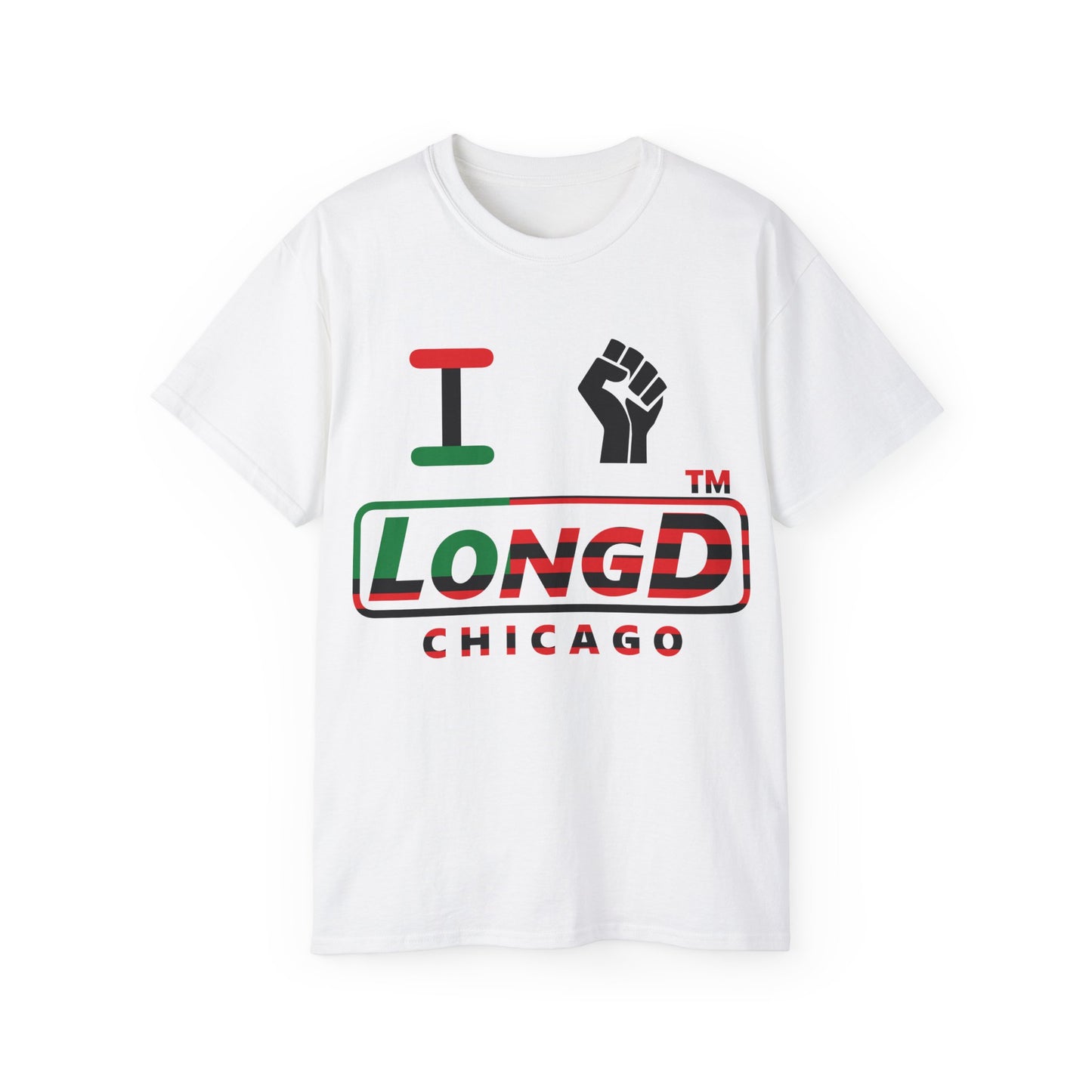 I fist LongD positive flag Chicago logo cotton tee