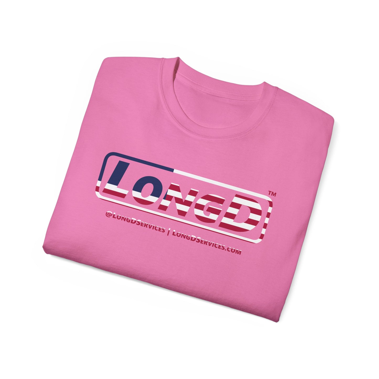 LongD® Logo Cotton Tee Red, White and Blue positive flag