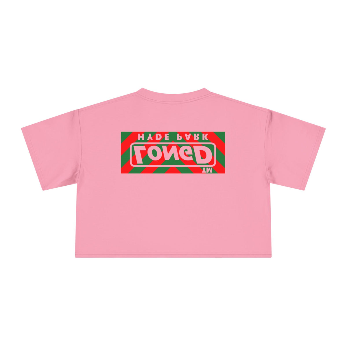 LongD Hyde Park negative downward chevron front-back logo (Xmas colors) crop tee