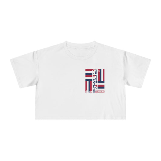 Negative windmill upright single-breasted tag logo crop tee (Patriotic colors)